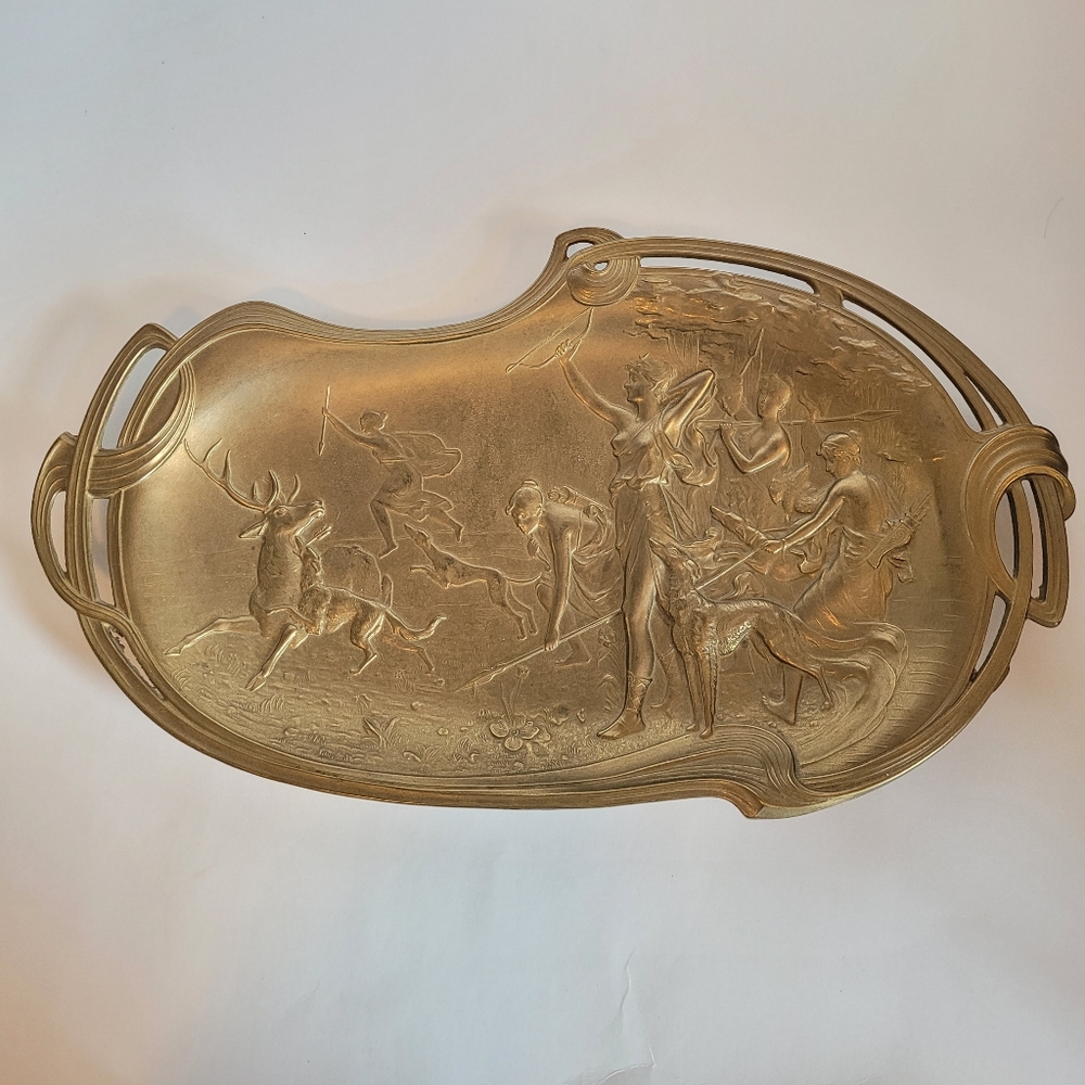 Art Nouveau Jugendstil Diana The Huntress Brass Tray Home Decor Art Deco